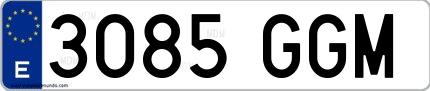 Ejemplo de matrícula española 3085 GGM