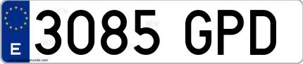 Ejemplo de matrícula española 3085 GPD