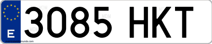 Ejemplo de matrícula de coche ordinaria 3085 HKT