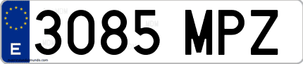 Ejemplo de matrícula de coche ordinaria 3085 MPZ