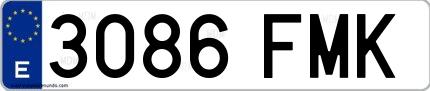 Ejemplo de matrícula española 3086 FMK