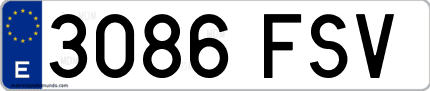 Ejemplo de matrícula de coche ordinaria 3086 FSV