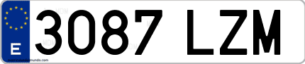 Ejemplo de matrícula de coche ordinaria 3087 LZM