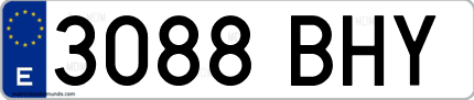 Ejemplo de matrícula de coche ordinaria 3088 BHY