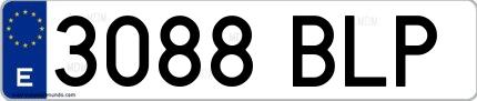 Ejemplo de matrícula española 3088 BLP