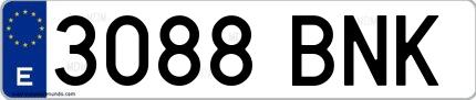 Ejemplo de matrícula española 3088 BNK