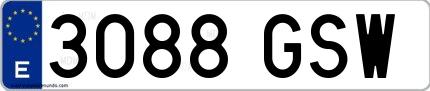Ejemplo de matrícula española 3088 GSW