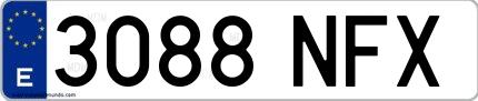 Ejemplo de matrícula española 3088 NFX