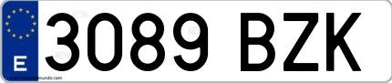 Ejemplo de matrícula española 3089 BZK