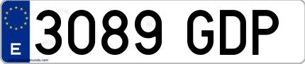 Ejemplo de matrícula española 3089 GDP