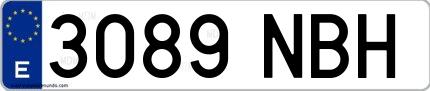Ejemplo de matrícula española 3089 NBH