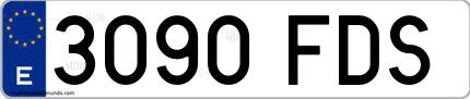 Ejemplo de matrícula española 3090 FDS