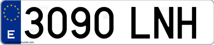 Ejemplo de matrícula de coche ordinaria 3090 LNH
