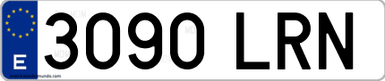 Ejemplo de matrícula de coche ordinaria 3090 LRN