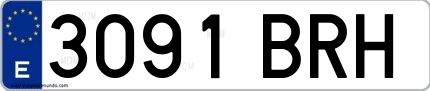 Ejemplo de matrícula española 3091 BRH