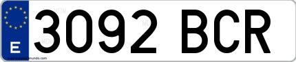 Ejemplo de matrícula española 3092 BCR