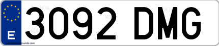 Ejemplo de matrícula de coche ordinaria 3092 DMG