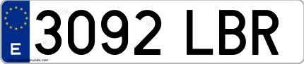 Ejemplo de matrícula española 3092 LBR