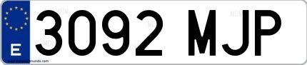 Ejemplo de matrícula española 3092 MJP
