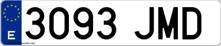 Ejemplo de matrícula española 3093 JMD