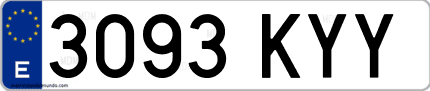 Ejemplo de matrícula de coche ordinaria 3093 KYY