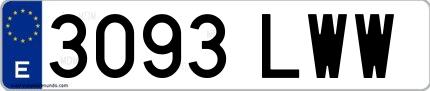 Ejemplo de matrícula española 3093 LWW