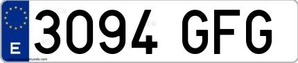 Ejemplo de matrícula española 3094 GFG