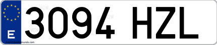 Ejemplo de matrícula de coche ordinaria 3094 HZL