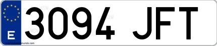 Ejemplo de matrícula española 3094 JFT