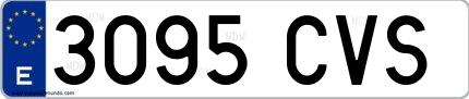 Ejemplo de matrícula española 3095 CVS