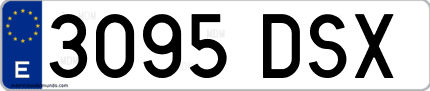 Ejemplo de matrícula de coche ordinaria 3095 DSX