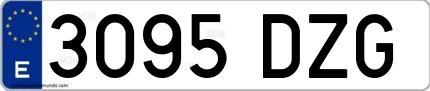 Ejemplo de matrícula española 3095 DZG