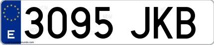 Ejemplo de matrícula española 3095 JKB
