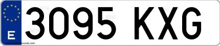 Ejemplo de matrícula española 3095 KXG