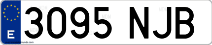 Ejemplo de matrícula de coche ordinaria 3095 NJB