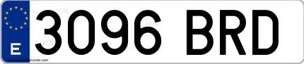 Ejemplo de matrícula española 3096 BRD
