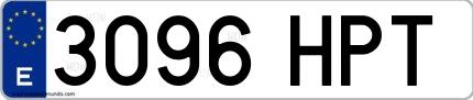 Ejemplo de matrícula española 3096 HPT