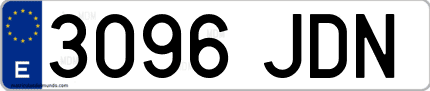 Ejemplo de matrícula de coche ordinaria 3096 JDN