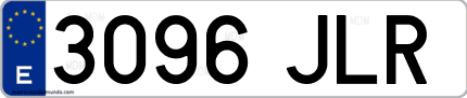 Ejemplo de matrícula de coche ordinaria 3096 JLR