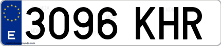 Ejemplo de matrícula de coche ordinaria 3096 KHR