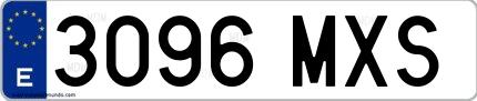 Ejemplo de matrícula española 3096 MXS