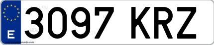 Ejemplo de matrícula española 3097 KRZ