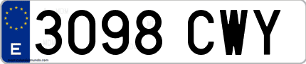 Ejemplo de matrícula de coche ordinaria 3098 CWY