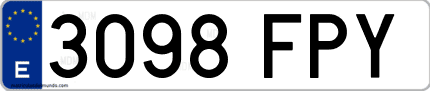 Ejemplo de matrícula de coche ordinaria 3098 FPY