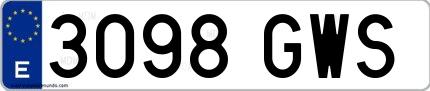 Ejemplo de matrícula española 3098 GWS