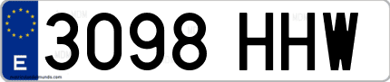 Ejemplo de matrícula de coche ordinaria 3098 HHW