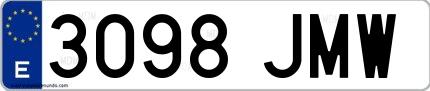 Ejemplo de matrícula española 3098 JMW