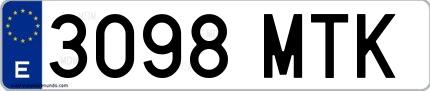 Ejemplo de matrícula española 3098 MTK