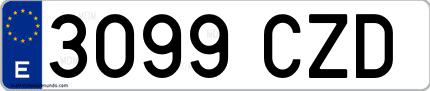 Ejemplo de matrícula española 3099 CZD