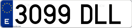 Ejemplo de matrícula de coche ordinaria 3099 DLL
